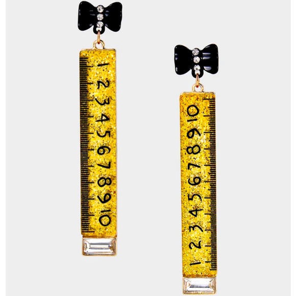 Betsey Johnson Jewelry - New Betsey Johnson BACK TO COOL RULER DROP EARRINGS GOLD